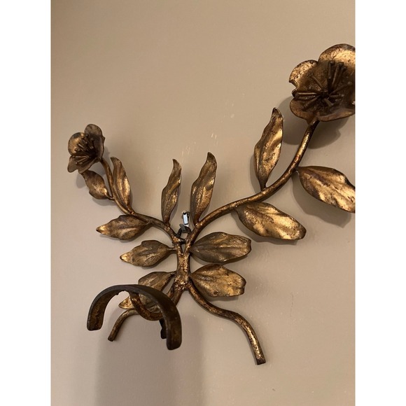 Vintage Hollywood Regency Italian Gilt Gold Flower Wall Hat Hook